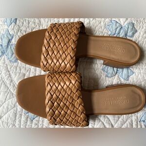 Faux Leather Braided Slides